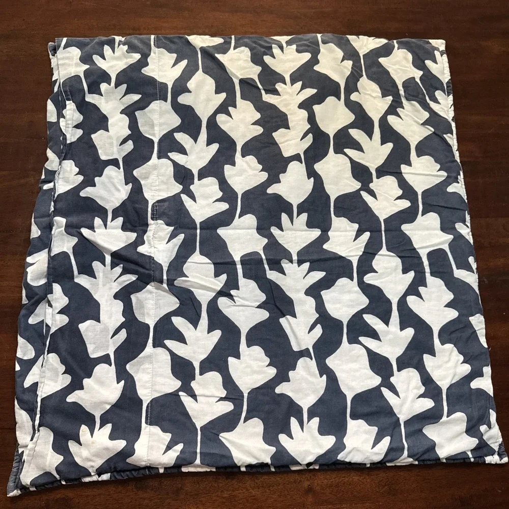 Anthropologie Pillow Sham EURO Quilted Melbourne Tropical Print Blue AS IS